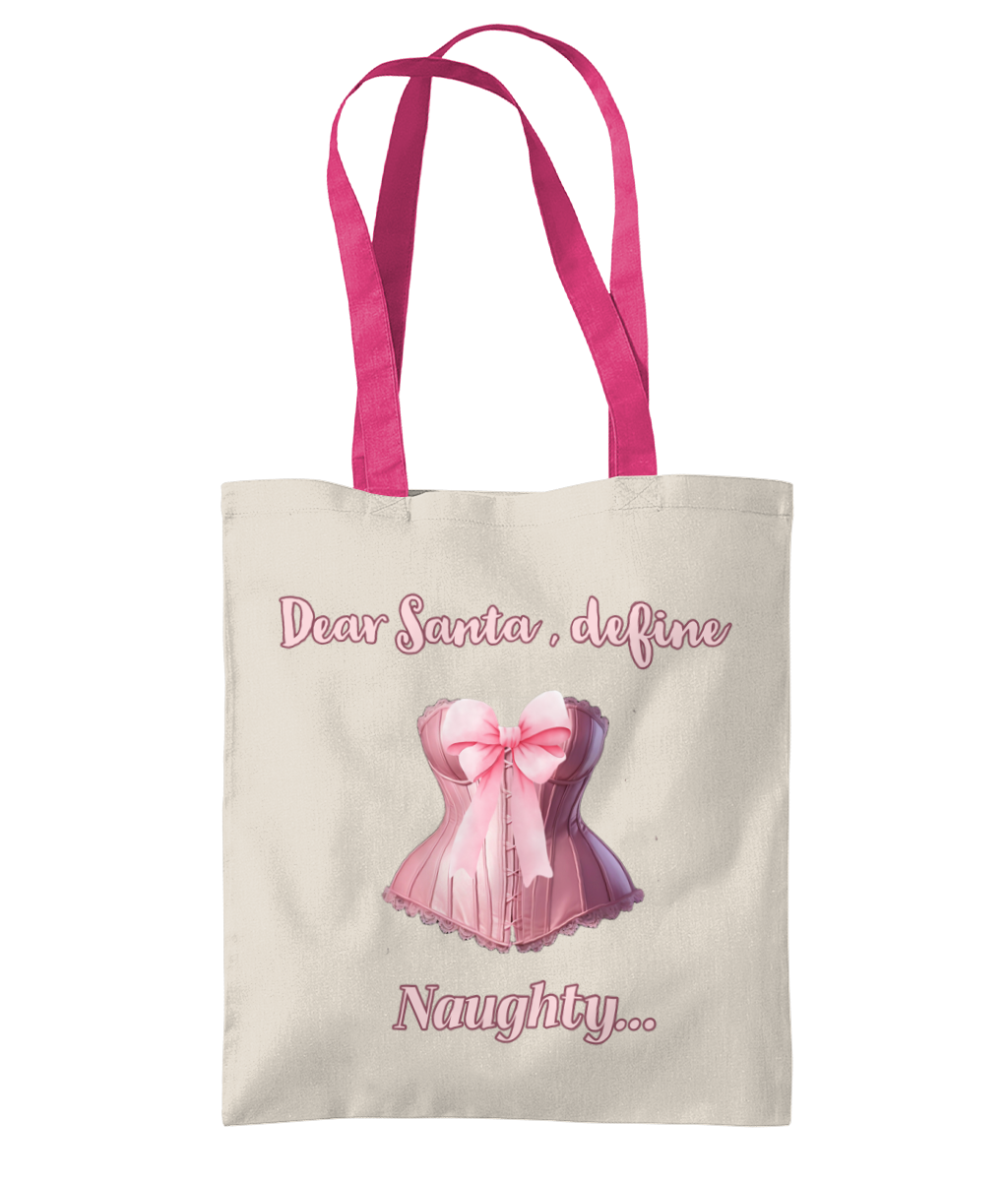 Coquette Christmas Canvas 2 Tone Tote Bag - Define Naughty | Eco-Friendly Holiday Style