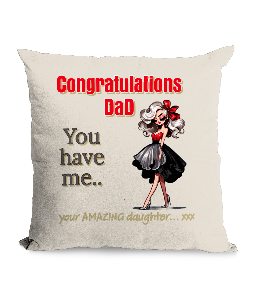 CONGRATULATIONS DAD…- CUSHION WITH POCKET - Cheeky Wonders