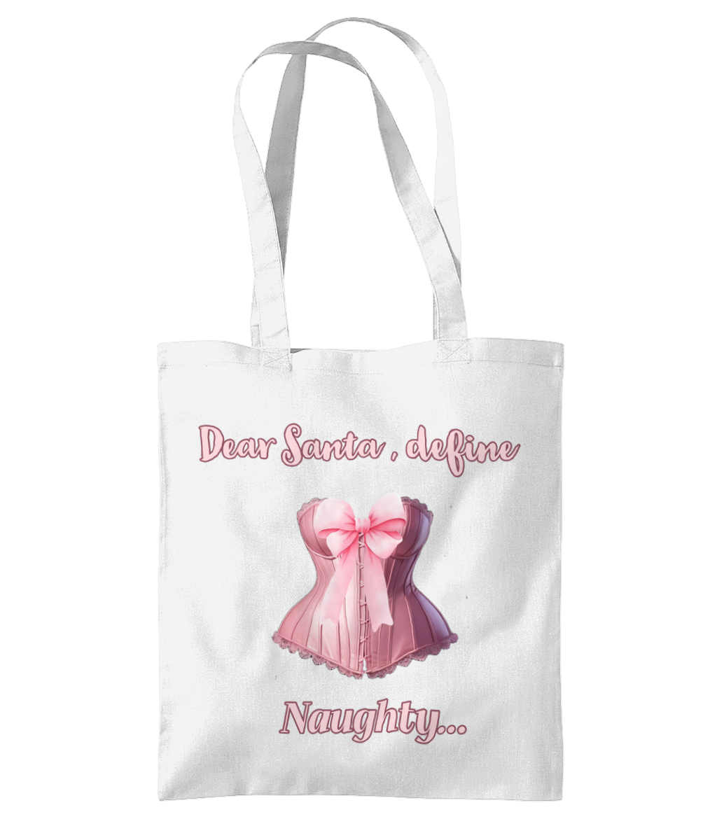 Coquette Christmas Tote Bag - Define Naughty | Stylish Canvas Bag