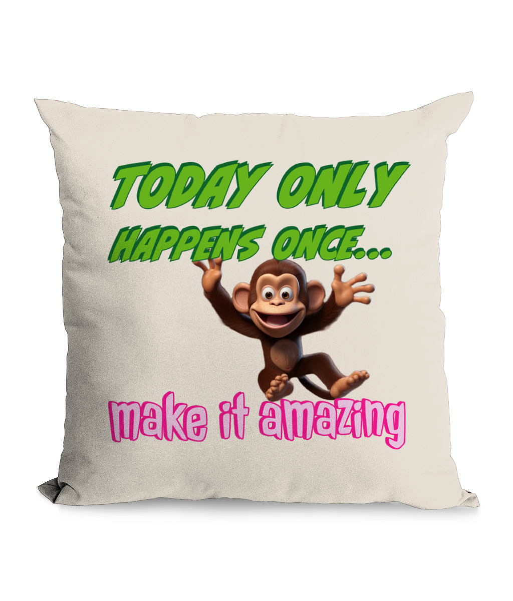 “Today Only Happens Once… Make It Amazing” Cushion with Pocket – A Daily Dose of Positivity