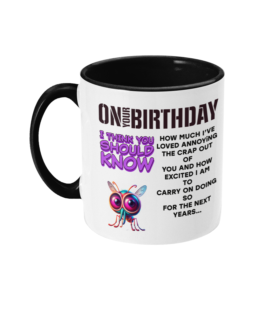 ON YOUR BIRTHDAY I THINK YOU SHOULD KNOW - 2 COLOUR COFFEE MUG - Cheeky Wonders