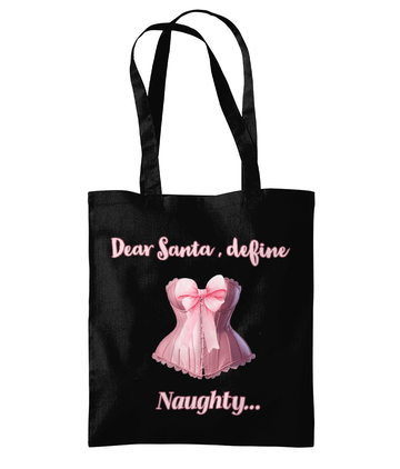 Coquette Christmas Tote Bag - Define Naughty | Stylish Canvas Bag