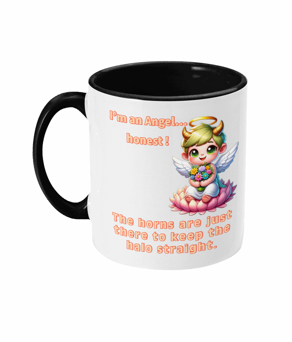 "I'M AN ANGEL...HONEST - 2 COLOURS COFFEE MUG