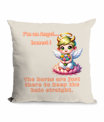 "I'M AN ANGEL...HONEST... - CUSHION WITH POCKET