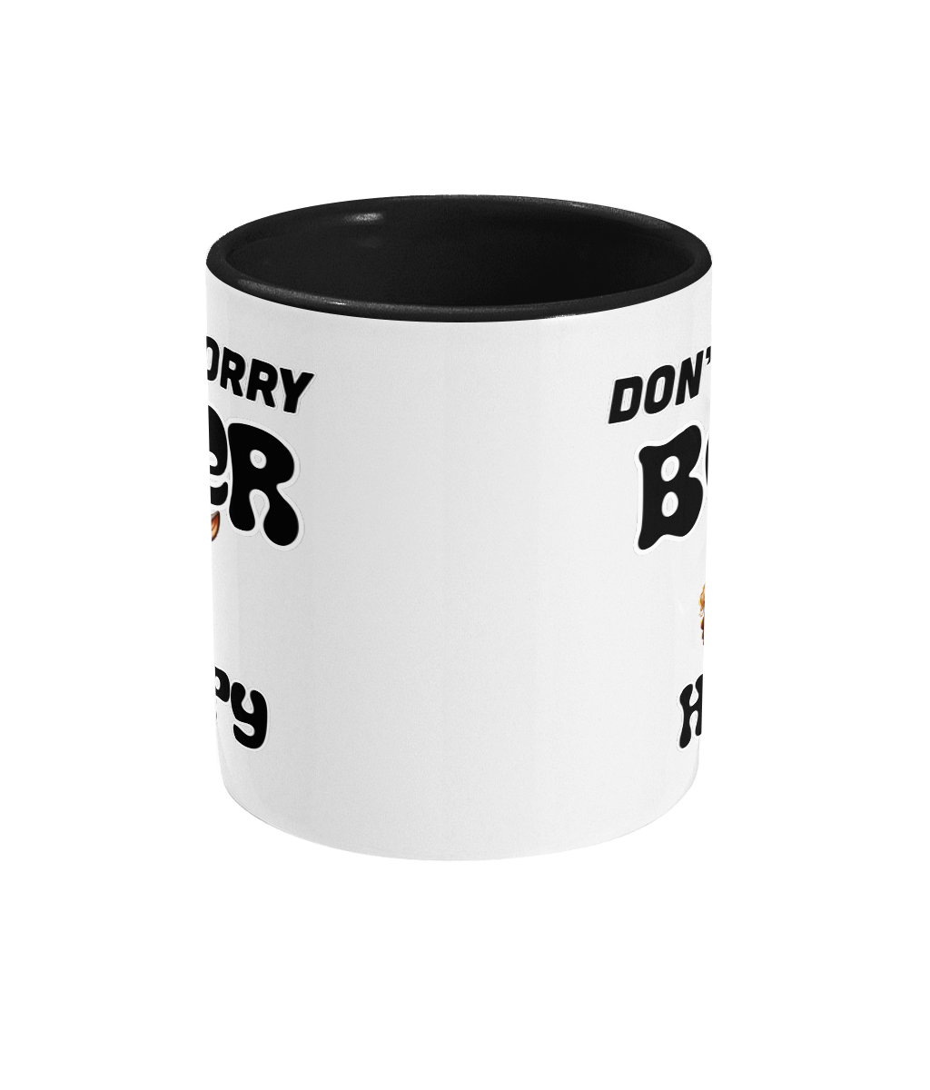 DON’T WORRY, BEER HAPPY - 2 COLOUR COFFEE MUG - Cheeky Wonders