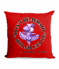  

“Funny canvas cushion with ‘Don’t Be Afraid To Get On Top’ quote and ballerina hippo design, 45x45 cm, perfect for quirky home decor UK.”