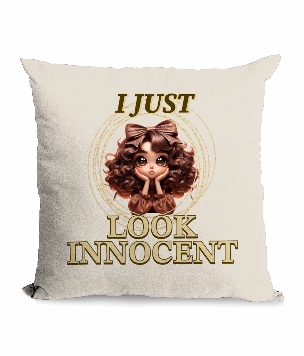 "I JUST LOOK INNOCENT" - CUSHION WITH POCKET