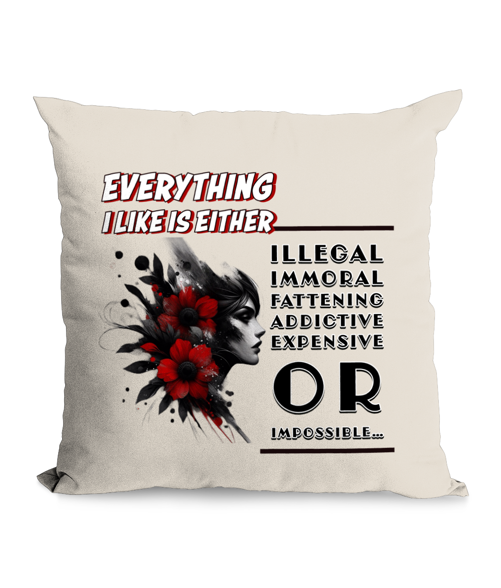 EVERYTHING I LIKE…- CANVAS CUSHION WITH POCKET - Cheeky Wonders