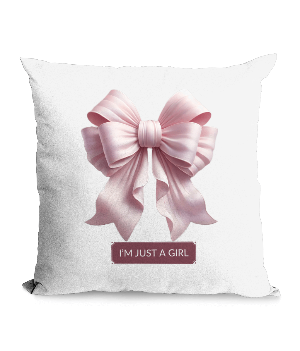 “I’m Just a Girl” Canvas Cushion | Chic Coquette Bow Décor | UK