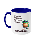 Cheeky frog-themed mug with offensive humour, the perfect funny gift for friends or colleagues in the UK.”